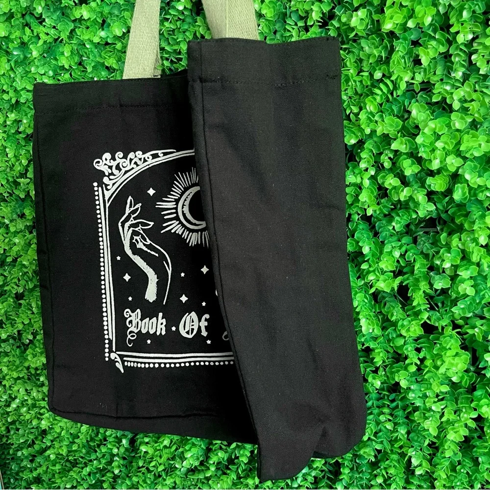 Book of Spells Black Double Sided Canvas Tote NEW Magic